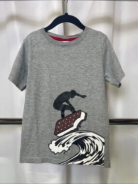 Mish boys Grey Surf and ice cream Graphic Short Sleeve Tee size 5